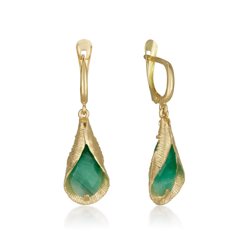 Jolanda Earrings - Natural Emerald