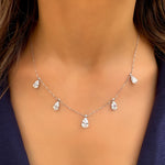 Sparkling white gold necklace - Five drop zircon stones