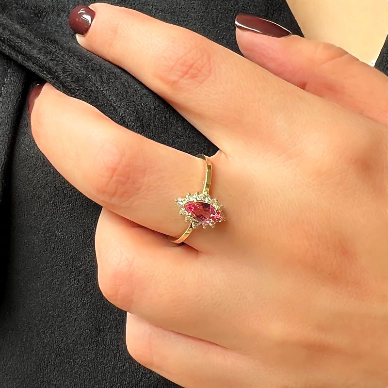 Diamond Marquise Ring - Pink Topaz
