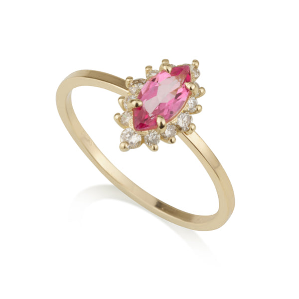 Diamond Marquise Ring - Pink Topaz
