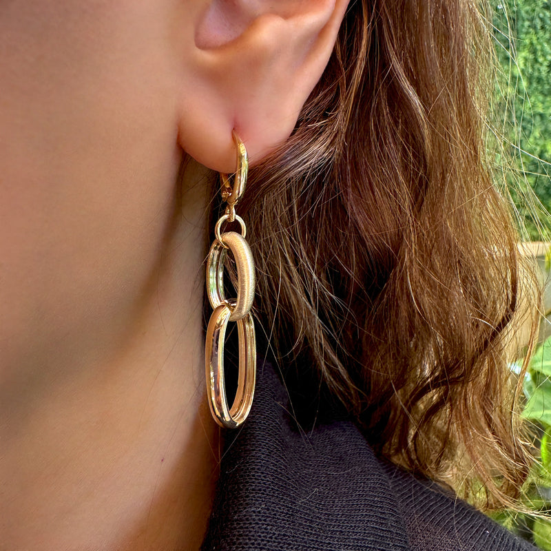 Earrings - Oval Cross Hanging