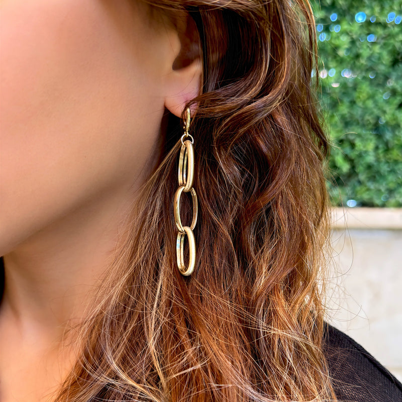 Earrings - Oval Cross Hanging