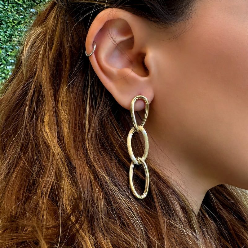 Earrings - Oval Cross Hanging