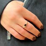 Diamond Oval Ring - Black Corundum