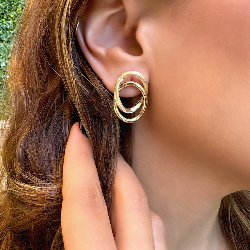 Earrings - Oval Cross Studs
