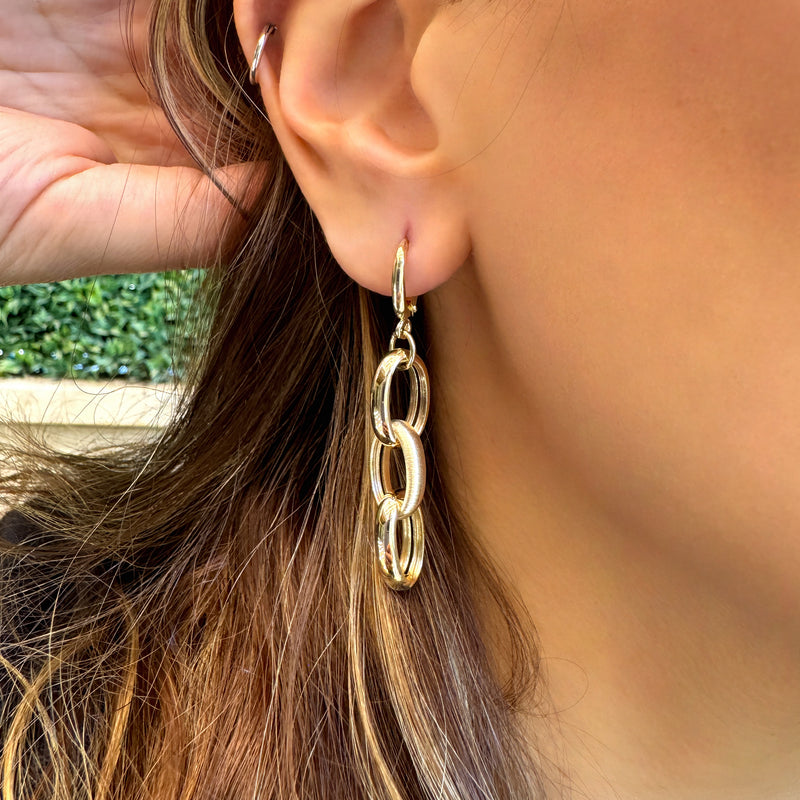 Earrings - Oval Cross Hanging
