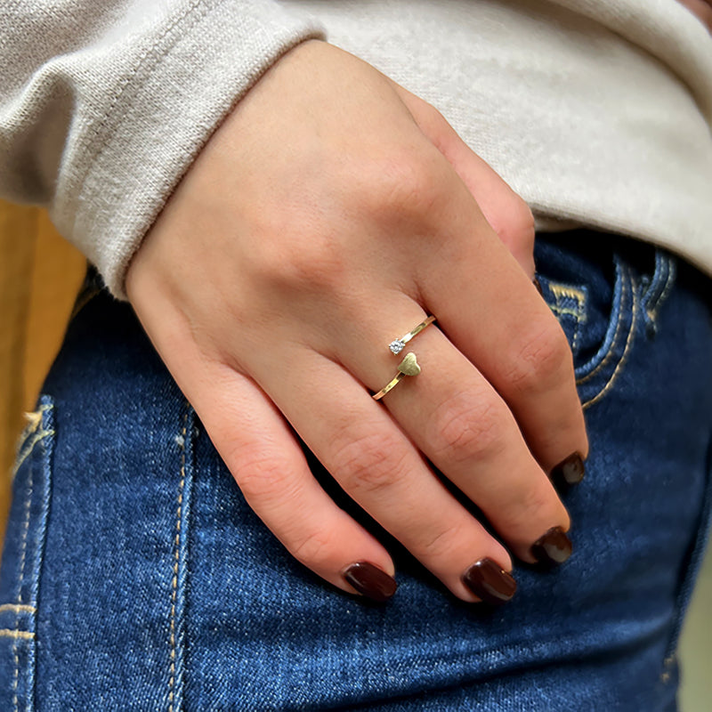 Ring - Heart with diamond