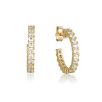 Sparkling yellow gold earrings - zircon stones