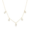 Sparkling yellow gold necklace - Five drop zircon stones