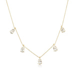 Sparkling yellow gold necklace - Five drop zircon stones