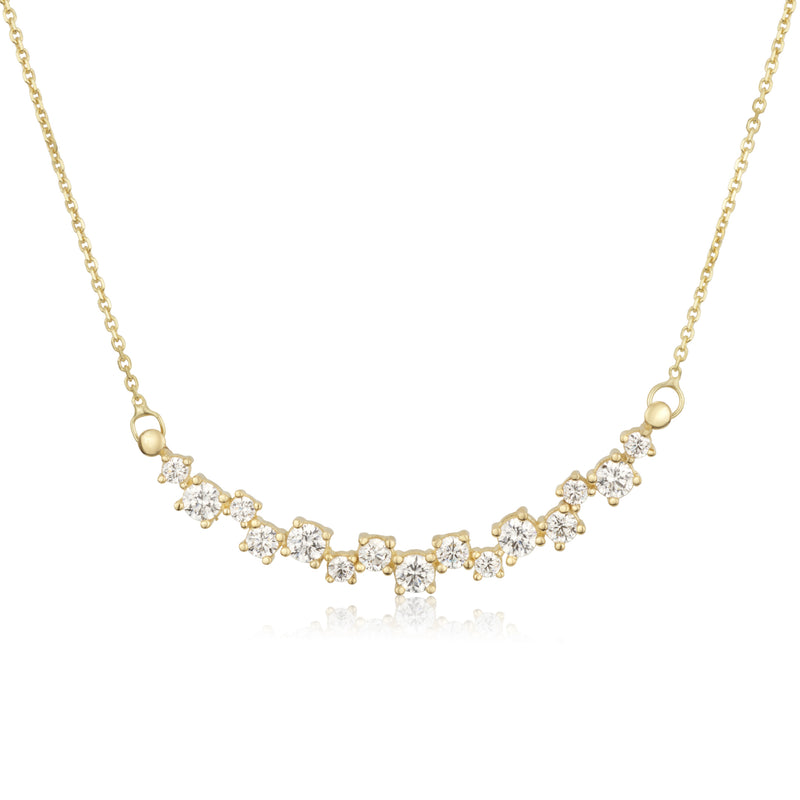 Sparkling yellow gold necklace - zircon stones