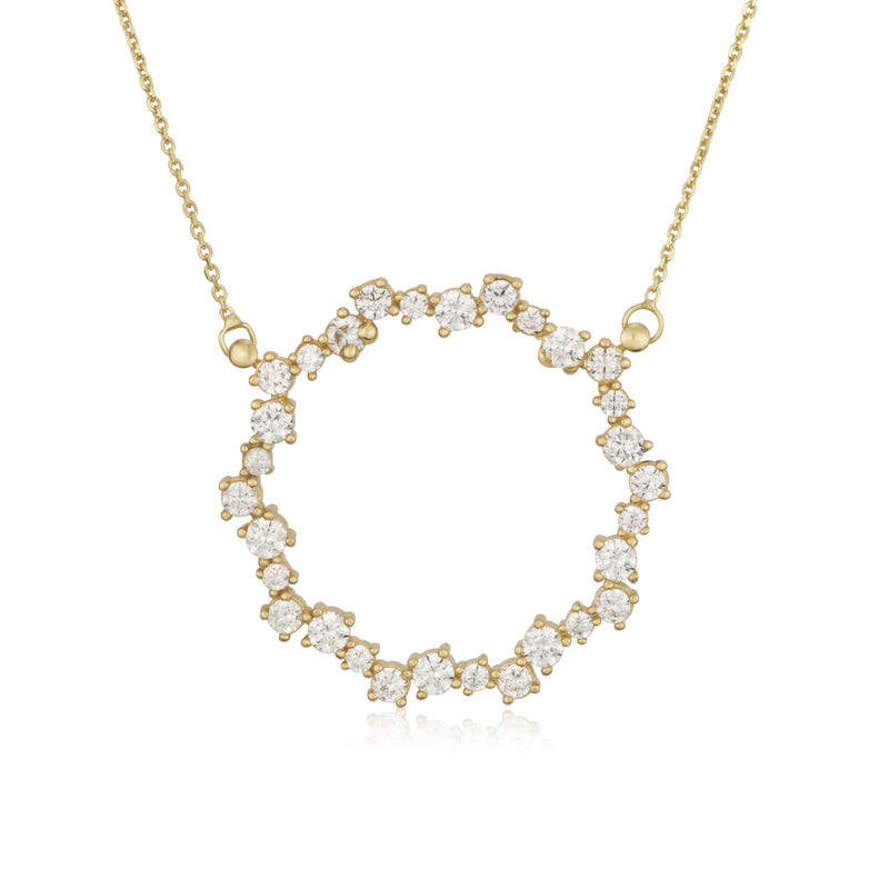 Sparkling yellow gold necklace - zircon stones