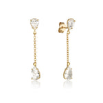 Sparkling yellow gold earrings - zircon stones