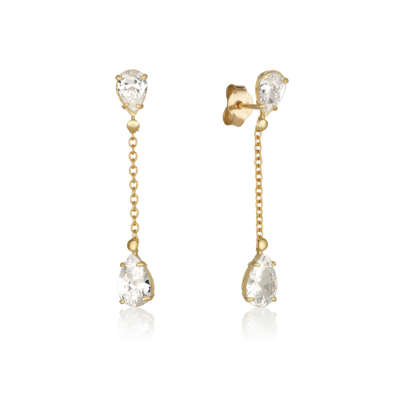 Sparkling yellow gold earrings - zircon stones