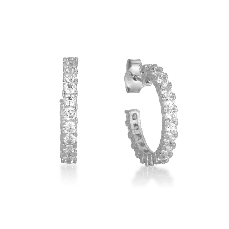 Sparkling white gold earrings - zircon stones