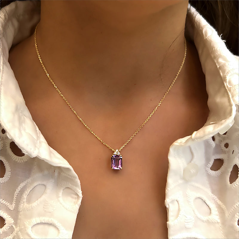 Patrizia Rectangle Necklace - Amethyst