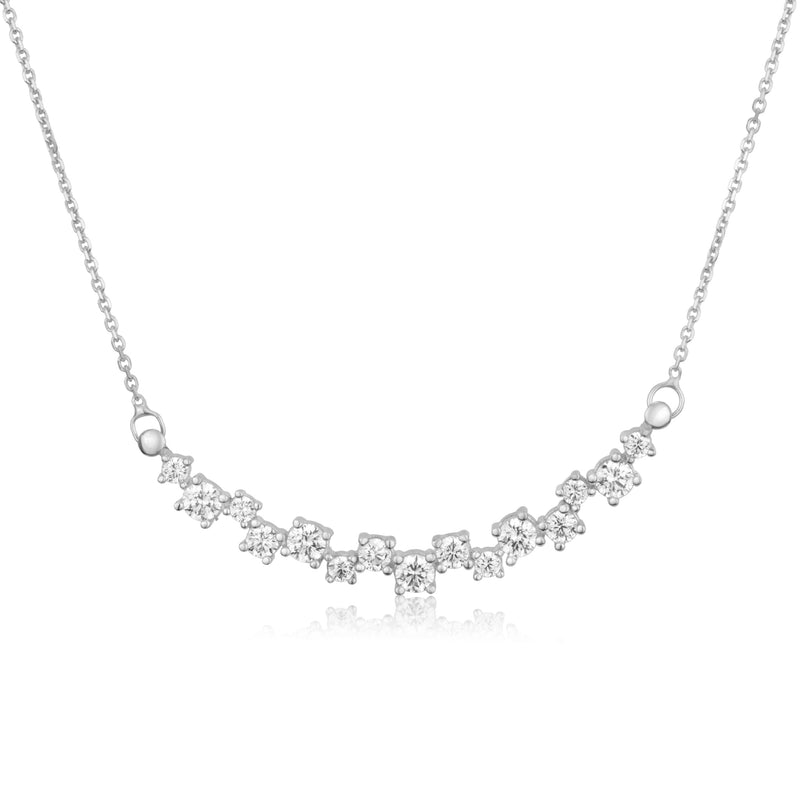 Sparkling white gold necklace - zircon stones