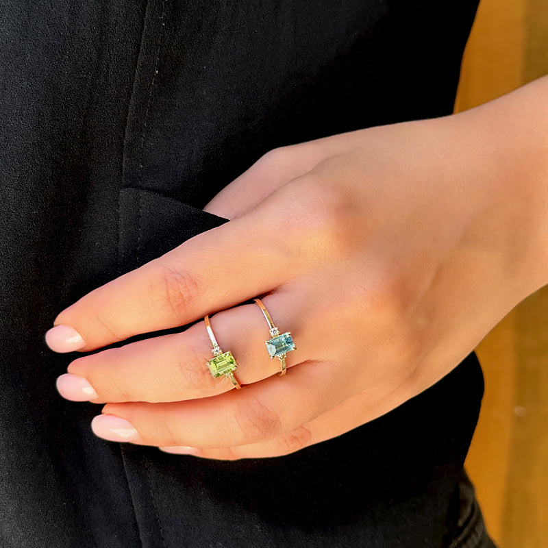 Diamond Octagon Ring - Peridot