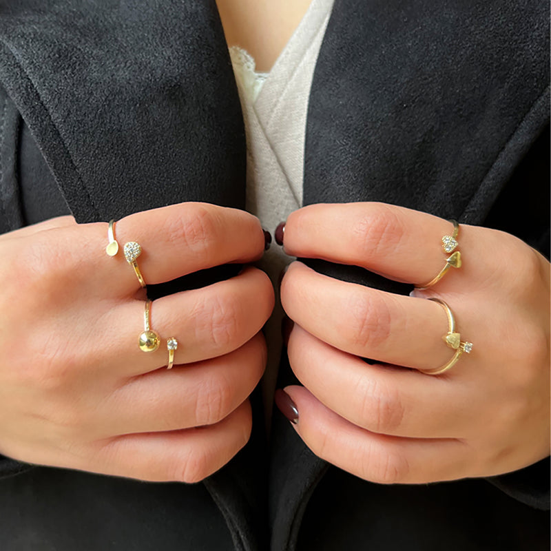 Ring - Heart with diamonds