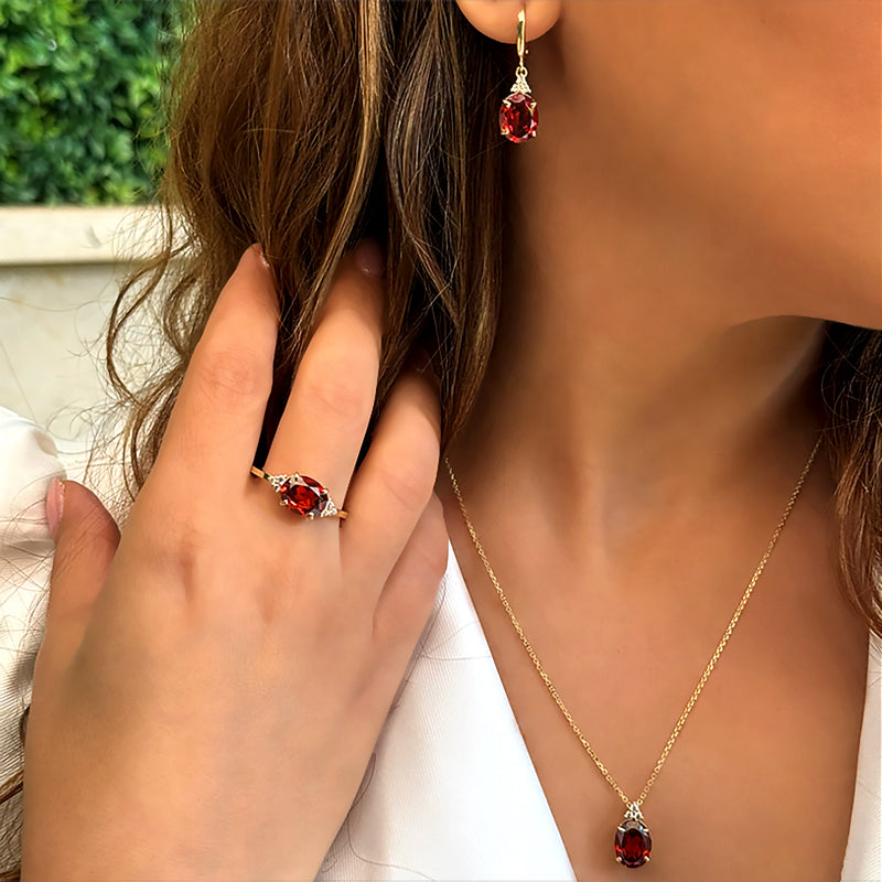 Patrizia Oval Earrings - Garnet C.z.