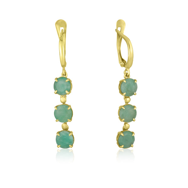 Amadora Long Earrings - Natural Emerald