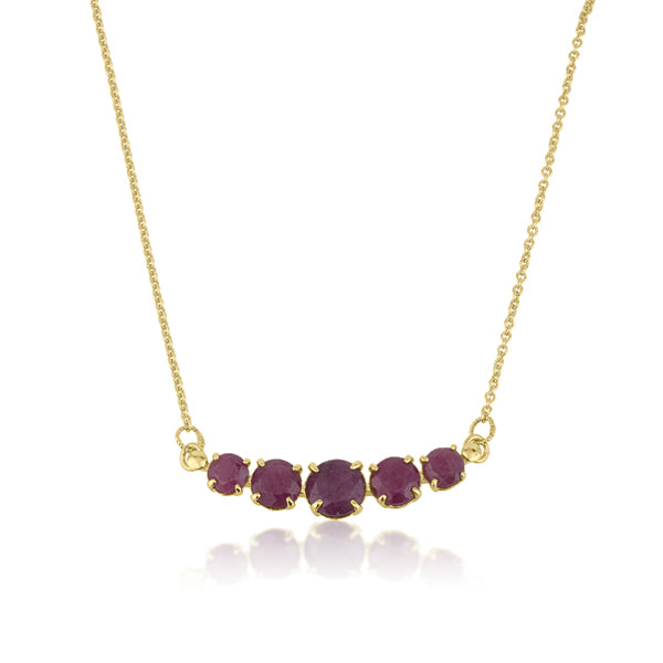Amadora Necklace five stone - Natural Ruby