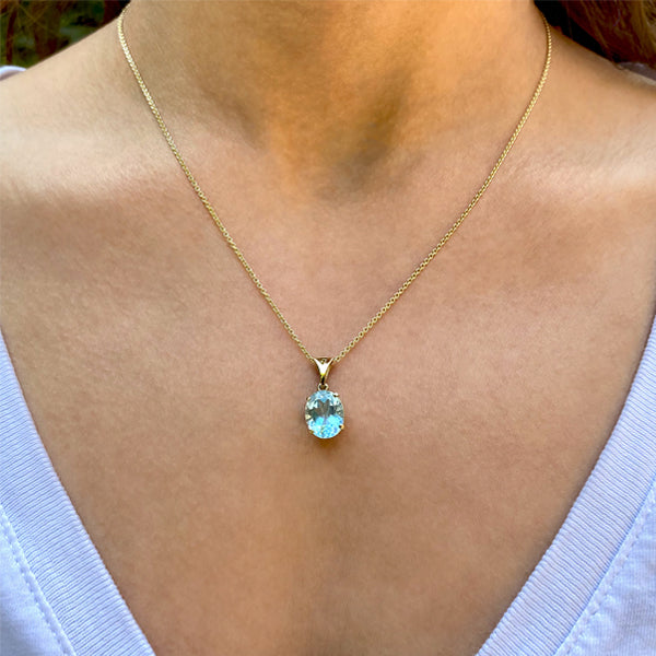 Amadora Oval Necklace - Blue Topaz