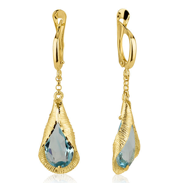 Jolanda Long Earrings - Blue topaz
