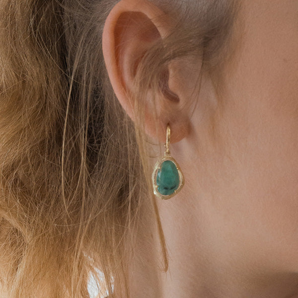 Sandrino Earrings - Natural Emerald